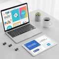 30-Day Social Media Template Bundle mockup showing editable Canva templates on laptop and tablet